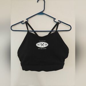 Axe & Sledge Women's Cross Strap Black Sports Bra Size Medium